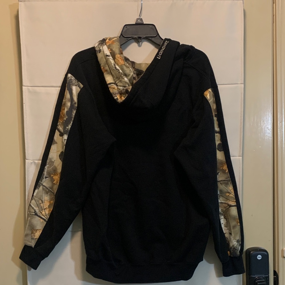 Legendary Whitetails Matching Hoodie Pants Set Black/Orange Camo Trim Large - Picture 8 of 16